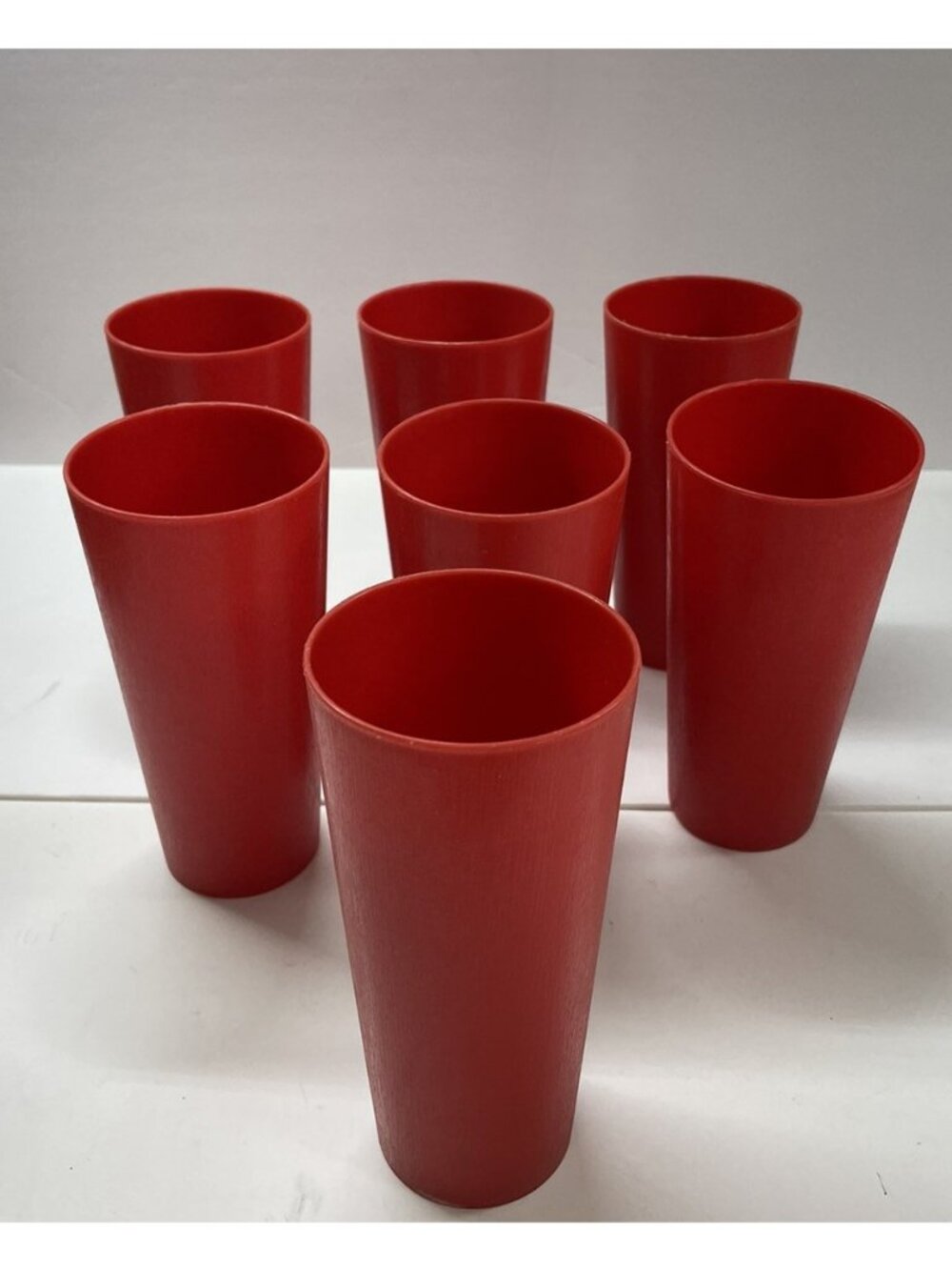 Vtg Tupperware ? Cups Harvest Red 6” Tall Picnic Tumblers 115 Made In USA Retro